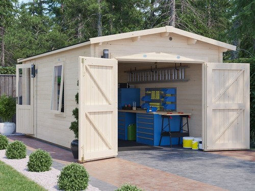 Wooden garage workshop log - wooden,