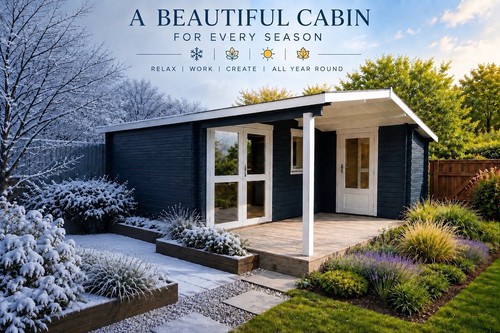 Log cabin with - annex, for