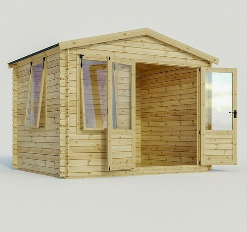 Log cabin garden - garden, wooden