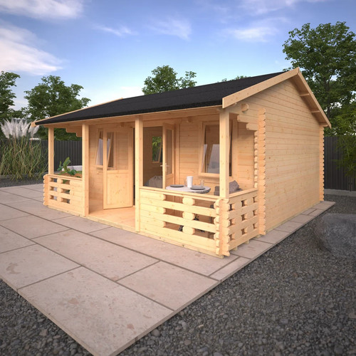 18x14ft log cabin with veranda - with,
