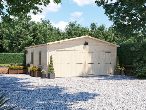 Wooden double garage - wooden, cabin