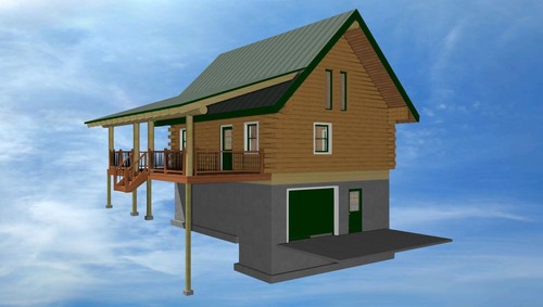 Timber log cabin porch - cabin, w/porch